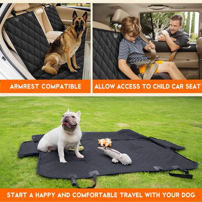 Dog Car Seat Cover - Waterproof and Durable Back Seat Protector for Pets, Compatible with Most Cars, SUVs, and Trucks (53” Width) - Black