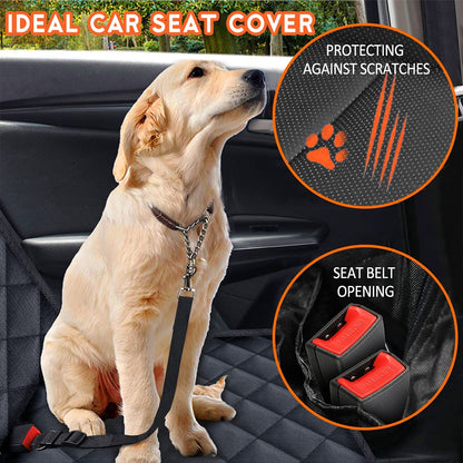 Dog Car Seat Cover - Waterproof and Durable Back Seat Protector for Pets, Compatible with Most Cars, SUVs, and Trucks (53” Width) - Black