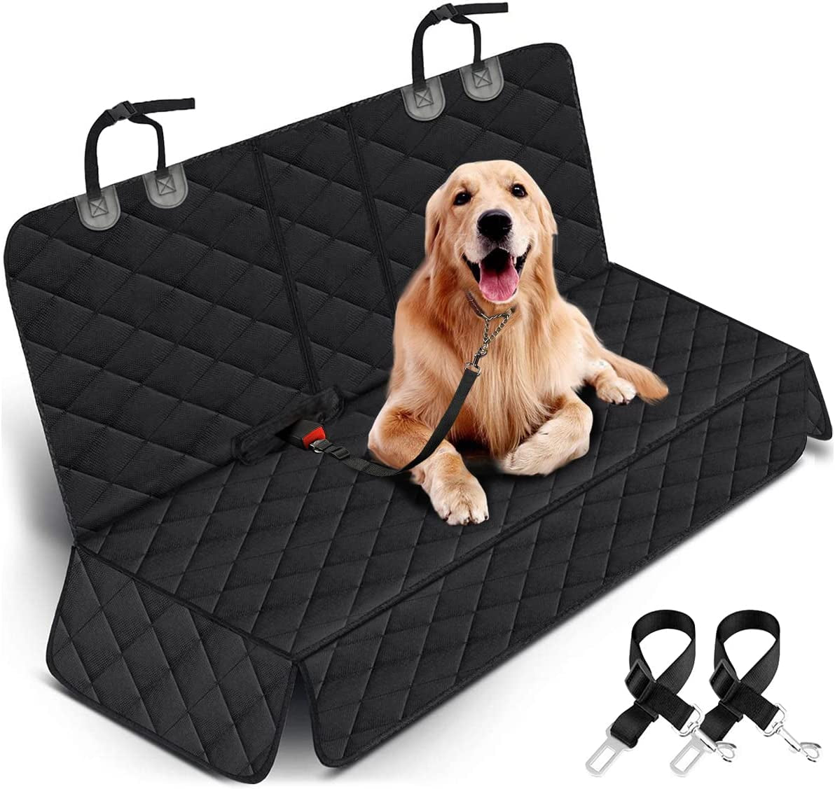 Dog Car Seat Cover - Waterproof and Durable Back Seat Protector for Pets, Compatible with Most Cars, SUVs, and Trucks (53” Width) - Black