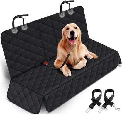 Dog Car Seat Cover - Waterproof and Durable Back Seat Protector for Pets, Compatible with Most Cars, SUVs, and Trucks (53” Width) - Black